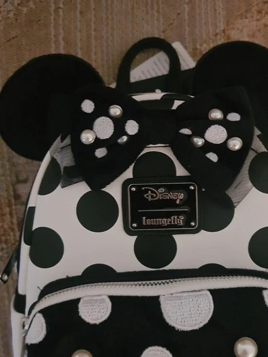 Loungefly Minnie Polka Dot Pearl Mini Backpack - Picture 2 of 6